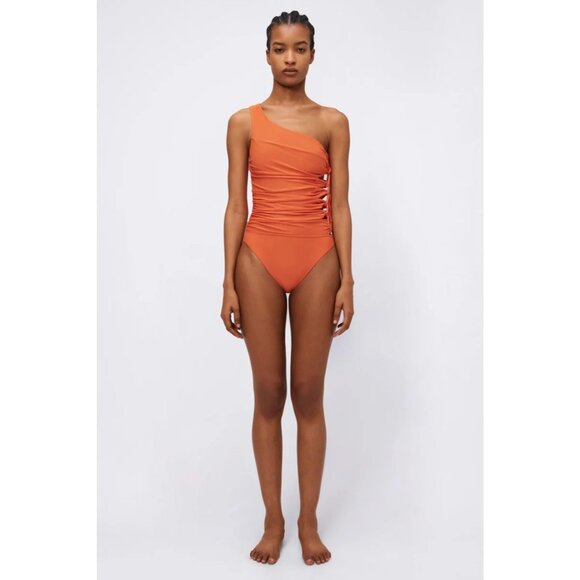 JONATHAN SIMKHAI Huntley One Piece Swimsuit in Flame Medium Womens Swimsuit - Picture 9 of 9